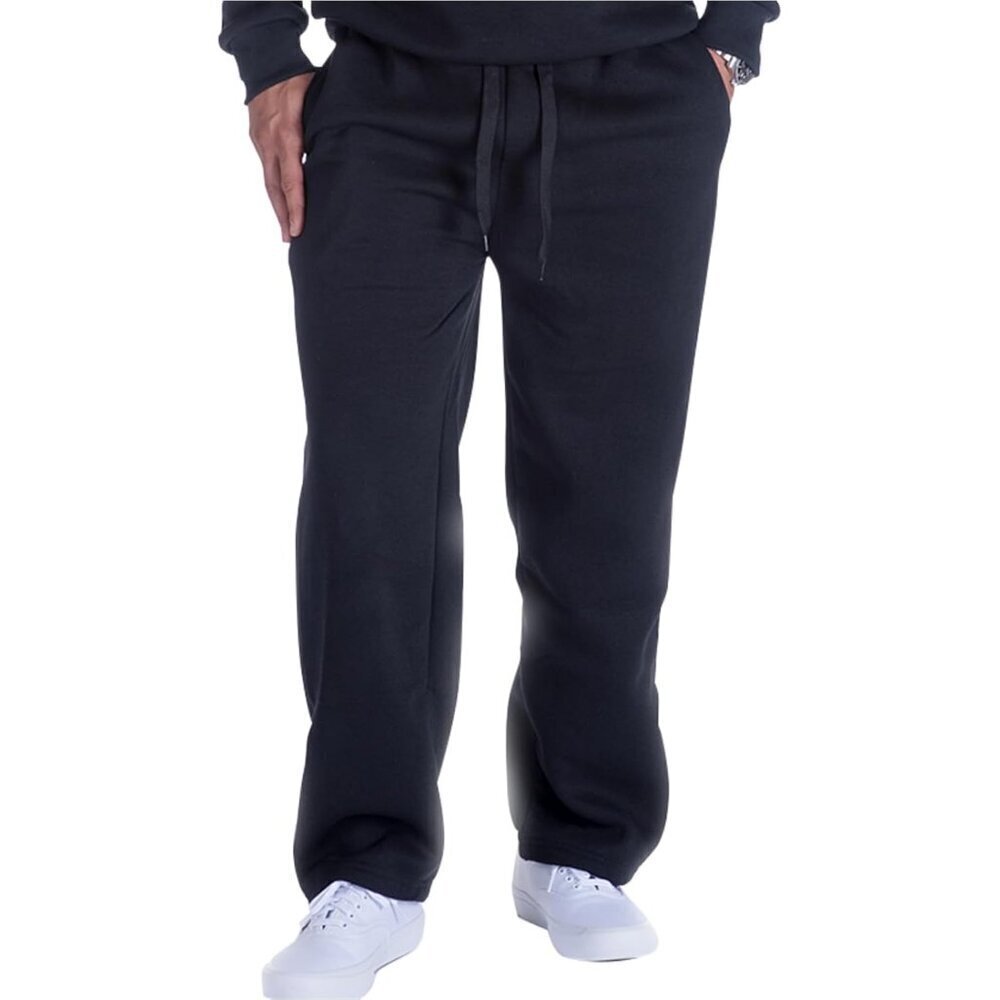 Mens Fleece Sweatpants Open Bottom Basic Running Joggers Wide Leg Casual Loose F